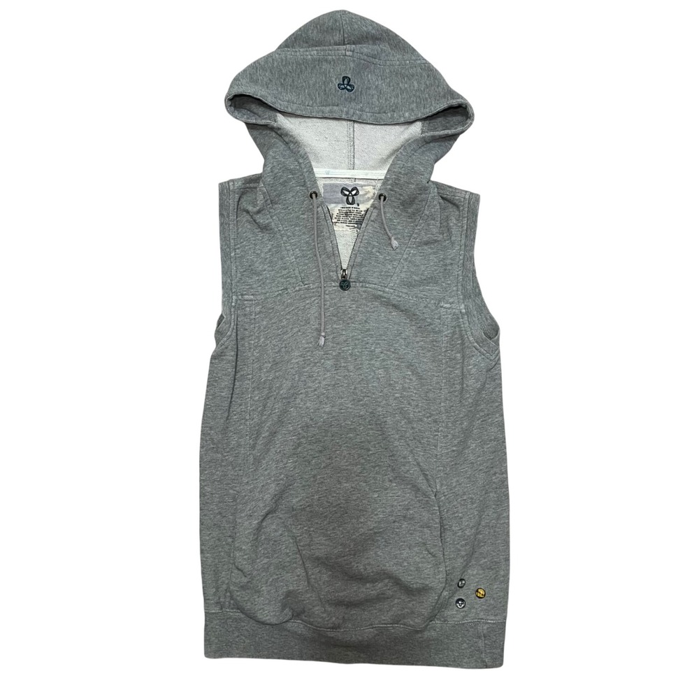 Aritzia TNA Quarter Zip Sleeveless Hoodie Womens Small Gray 100% Cotton Athletic